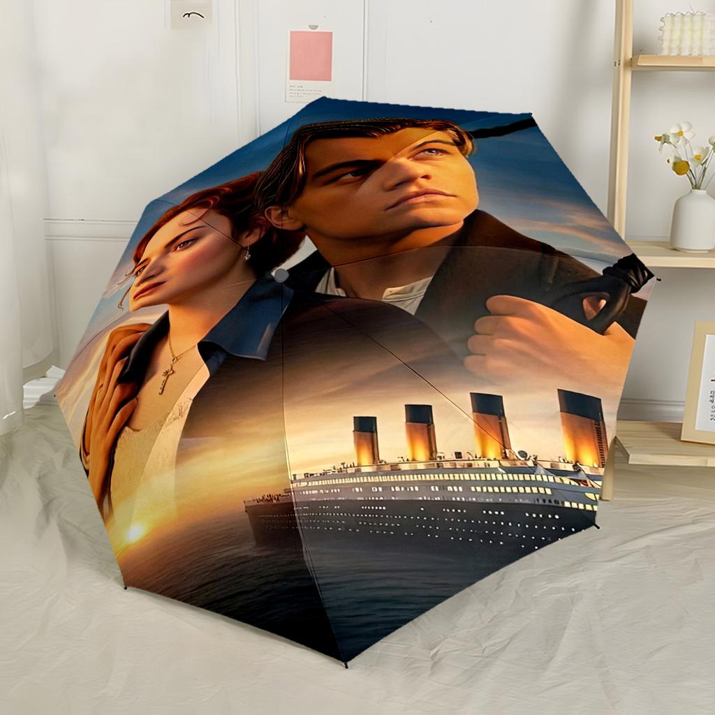 Love On The Titanic Automatic Umbrella Retractable Design with 8-Rib Durability Durable Plastic & Iron for Outdoor Daily Use Fashion Lovers