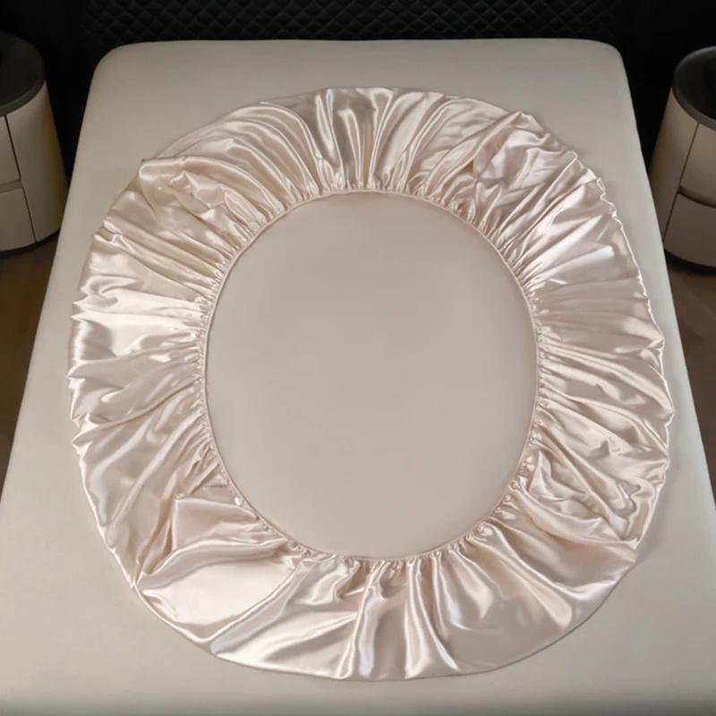 1 шт. Сатин Эластичная Натяжная Простыня Однотонный Чехол на Матрас для Односпальной Двуспальной Двуспальной Кровати King Queen Full Twin Простыня Сатин Постельное Белье