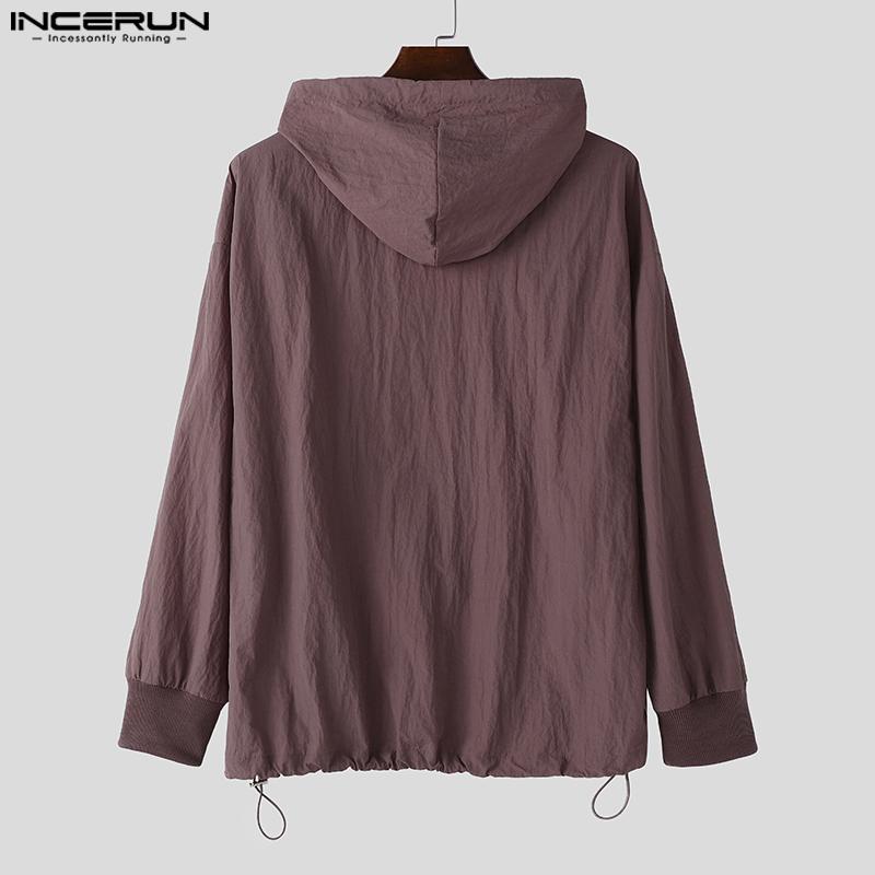 INCERUN Мужские свободные топы с капюшоном и длинным рукавом с вышитыми буквами