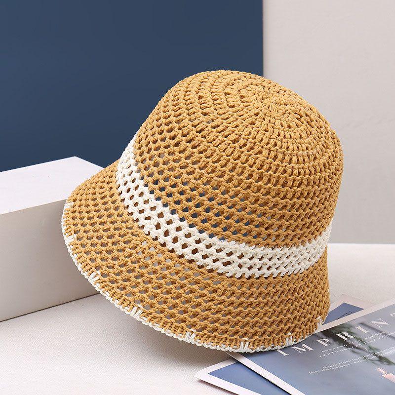 Вязаная панама с маленьким лицом, полая и дышащая плетеная шляпа из папируса, складная весенне-летняя шляпа-тазик с козырьком от солнца