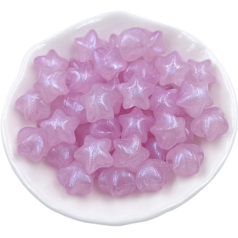 Acrylic Jewelry Making Fluorescent Powder Loose Beads 10pcs Macaron Beading Material Pointed Heart/Star For Bracelet Necklace Beads