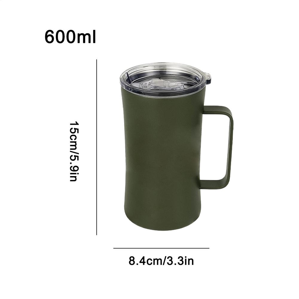 Изолированные стаканы с ручками Большой емкости Чашка для питья Защита от брызг 600 мл Термостакан для горячих и холодных напитков Кофе