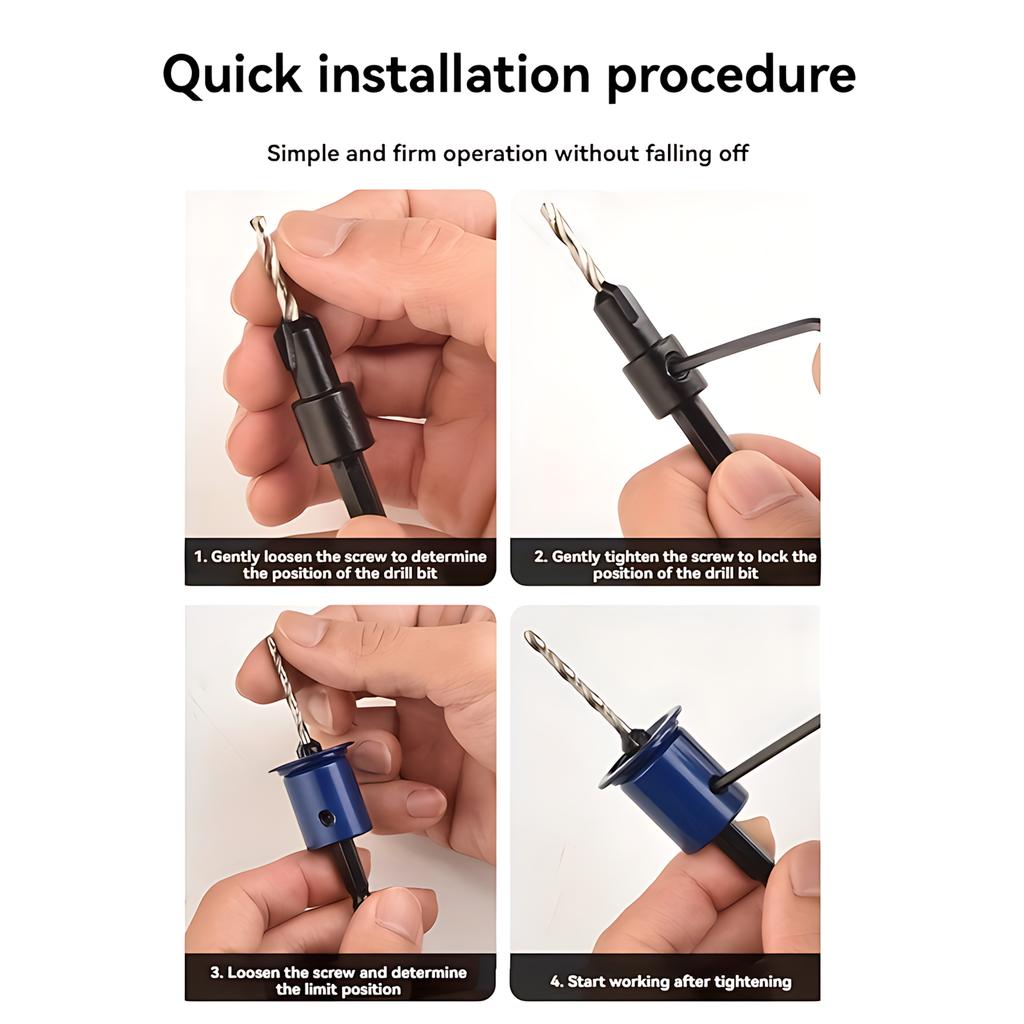 Countersink Drill Bit Set for Wood Pilot Holes Alloy Core Limiter Woodworking Tools Professional Router Bits