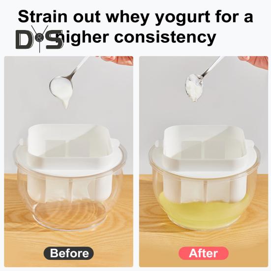Фильтр для йогурта большой емкости, фильтр для йогурта, сито для молока, мелкоячеистое сито для риса, чая, сока, сито для еды, йогурт за 15-20 часов, прозрачный контейнер