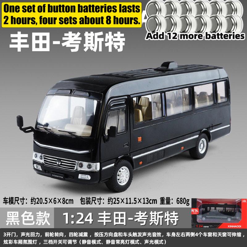 1:24 Toyota Coaster Business Shuttle Bus Alloy Metal Diecast Model Car Home Trendy And Desktop Display Ornament Birthday Gifts