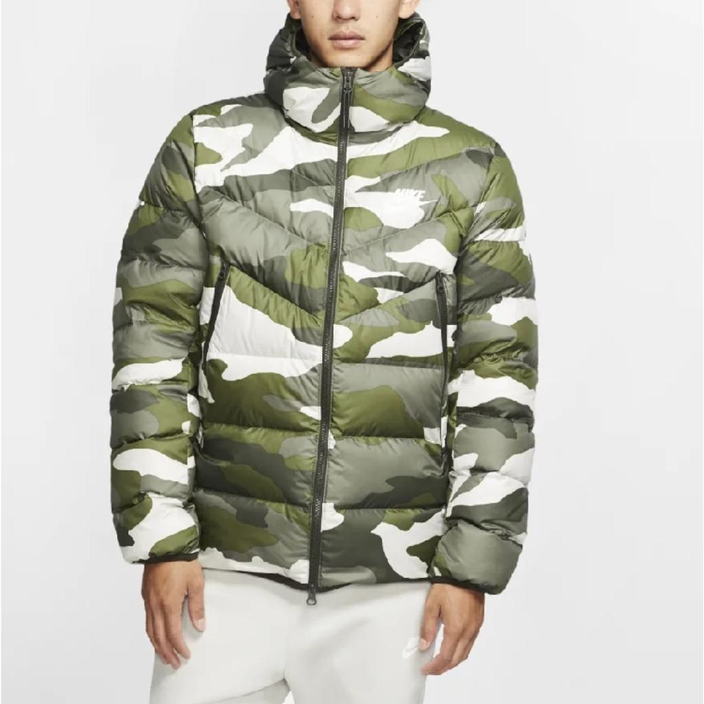 Nike Camouflage Hooded Down Jacket Men Jackets Green-Camouflage BV4763-222