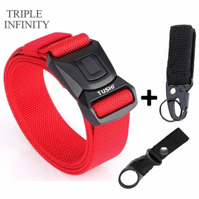 Новый мужской ремень для брюк, цинковый сплав, сменная пряжка, защитные мужские ремни для работы на открытом воздухе, быстросохнущий прочный нейлоновый повседневный вязаный ремень