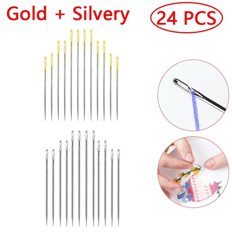 Stainless Steel Side Hanging Blind Needles Elderly Needle-side Opening Hole Fast Throughing Sewing Automatic Thread DIY Tools