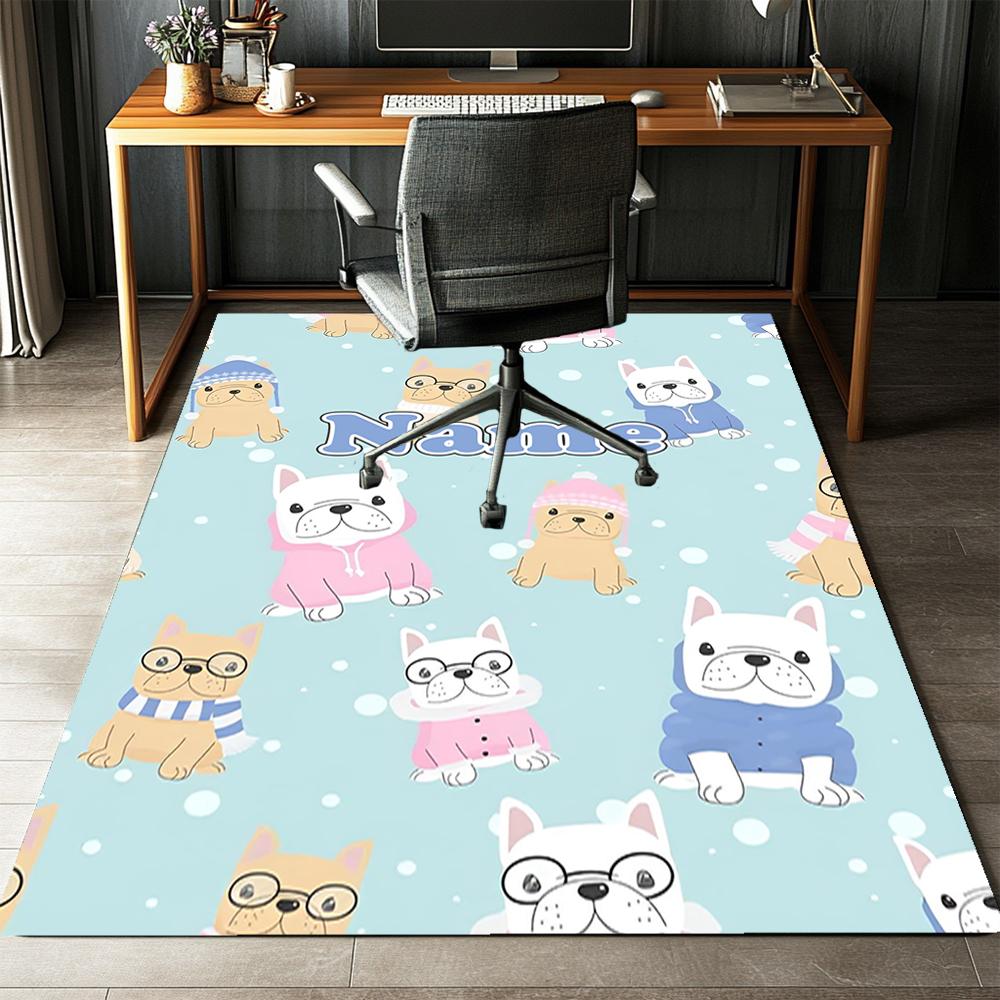 Custom Name Dog Printed Carpet,Rug for Office Chair Living Room Bedroom Kitchen Room Decor Gifts.