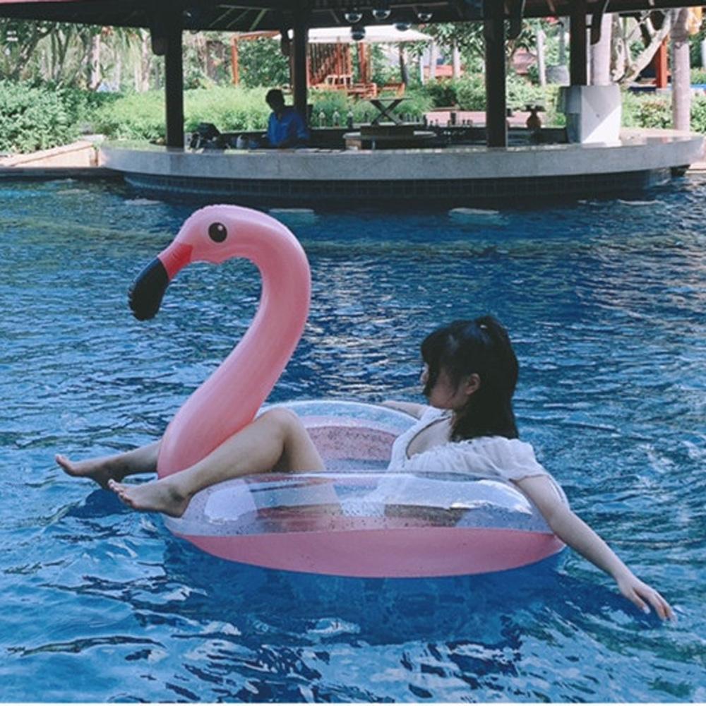 Inflatable Flamingo Pool Float Swimming Ring Circle Rubber Ring for Adult Kids Floating Seat Summer Beach Party Pool Toys