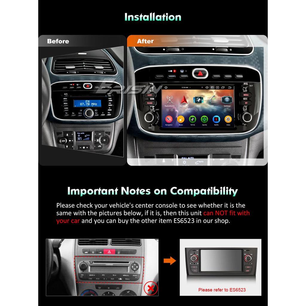 EU Erisin ES6561P Octa Core Android 14.0 DSP BT5.0 CarPlay RGB Amplifier Car for GPS Player Punto Car Stereo Multimedia