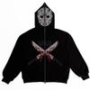 Rhinestone Printed Hoodie Y2K Clothing Men Full Zip Long Sleeve Hooded Coat Streetwear Gothic Hip Hop Diamond Women Sweatshirt