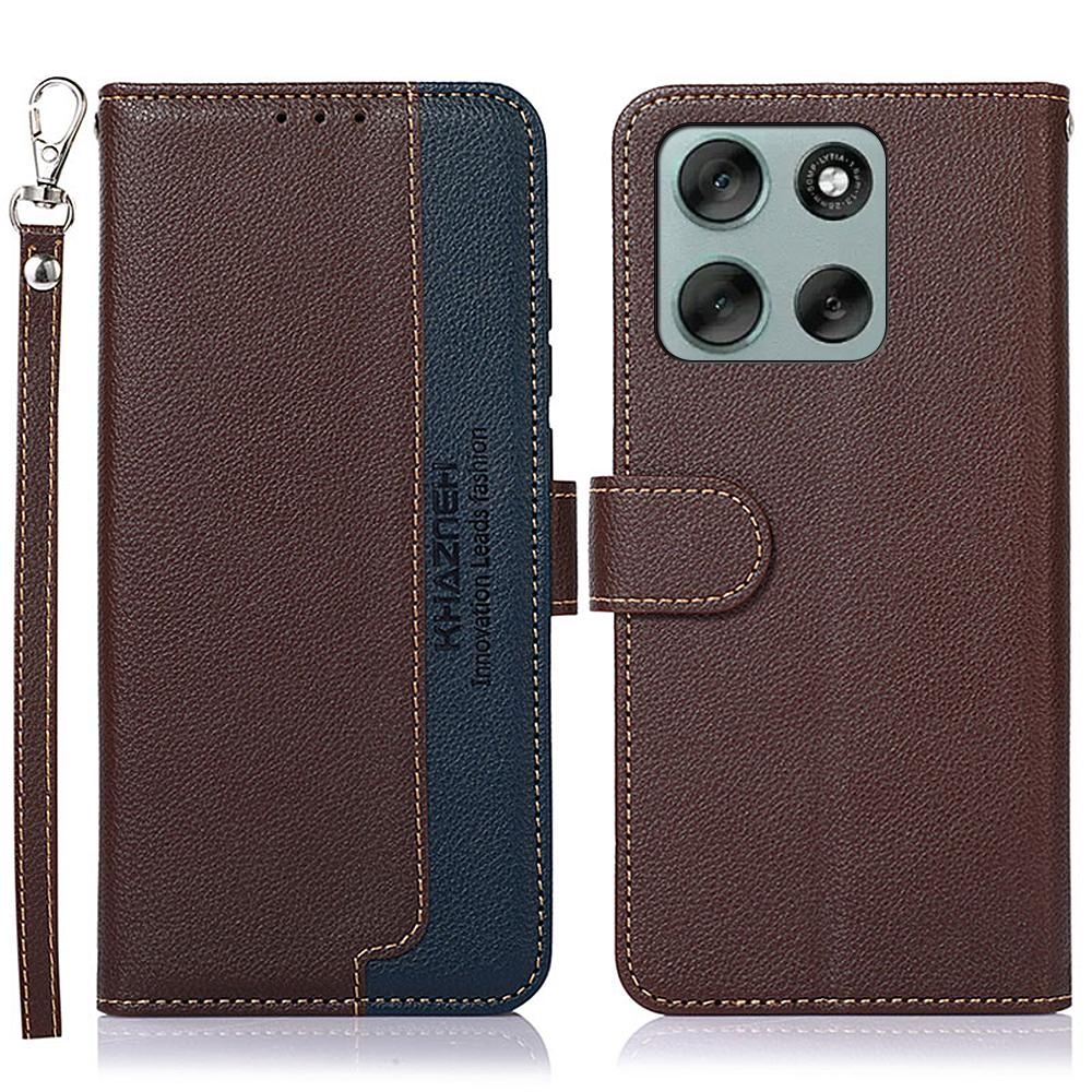 KHAZNEH For Motorola Moto G56 5G Case RFID Blocking Wallet PU Leather Phone Cover with Strap