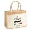 Sac De Plage - PLANETEE - Jute Avec Poche Bazar D'une Marine D'amour - Coton Imprimé France - 43x33 Cm - Anses Bandoulière