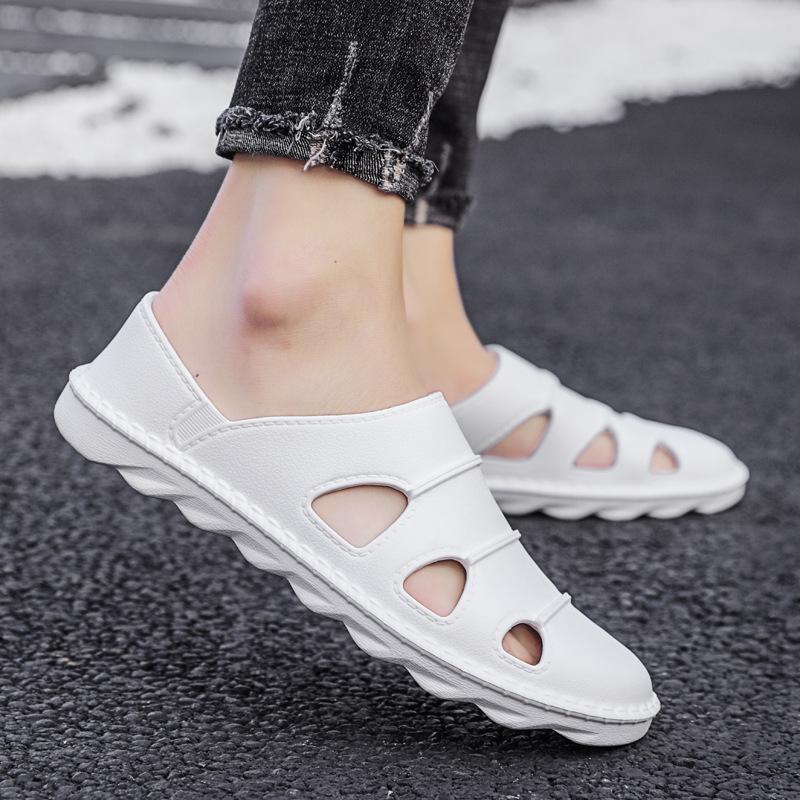 Summer Hollow Beach Men's Doudou Sandals 2025 Trend Simple Fashion Large Size Casual Shoes Driving Shoes