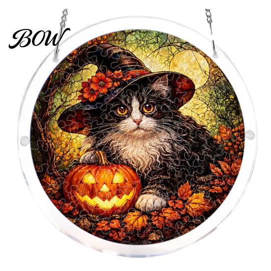 Stained Glass Puzzle Decoration Halloween Acrylic Jigsaw Suncatcher, Style DIY Sun Durable Pieces Catcher Puzzles, Gothic Window Hanging Ornament