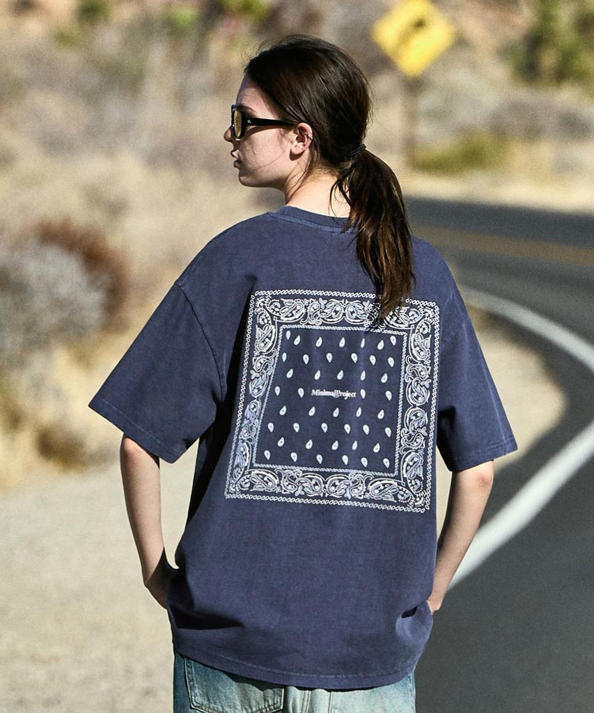 MINIMALPROJECT Paisley Pigment Short Sleeve T-Shirt Mst170 [Lightnavy]