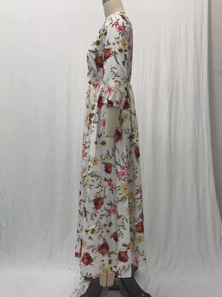 2025 г. шифоновое облегающее длинное платье с цветочным принтом в европейском и американском стиле