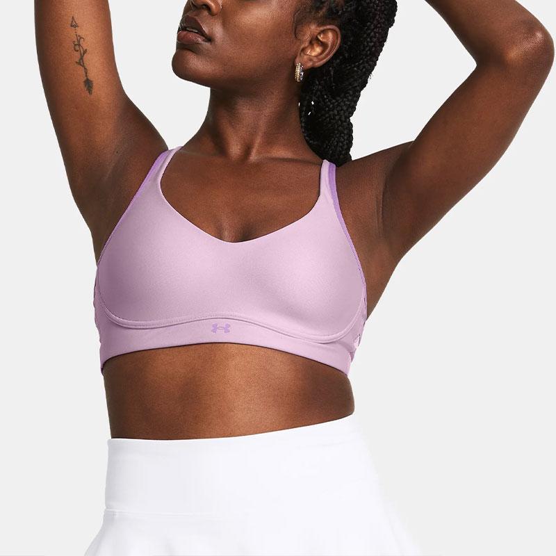 Under Armour Infinity 2.0 Низкий спортивный бюстгальтер однотонный с низкой поддержкой дышащее спортивное нижнее белье женское нижнее белье фиолетовый 1384126-543