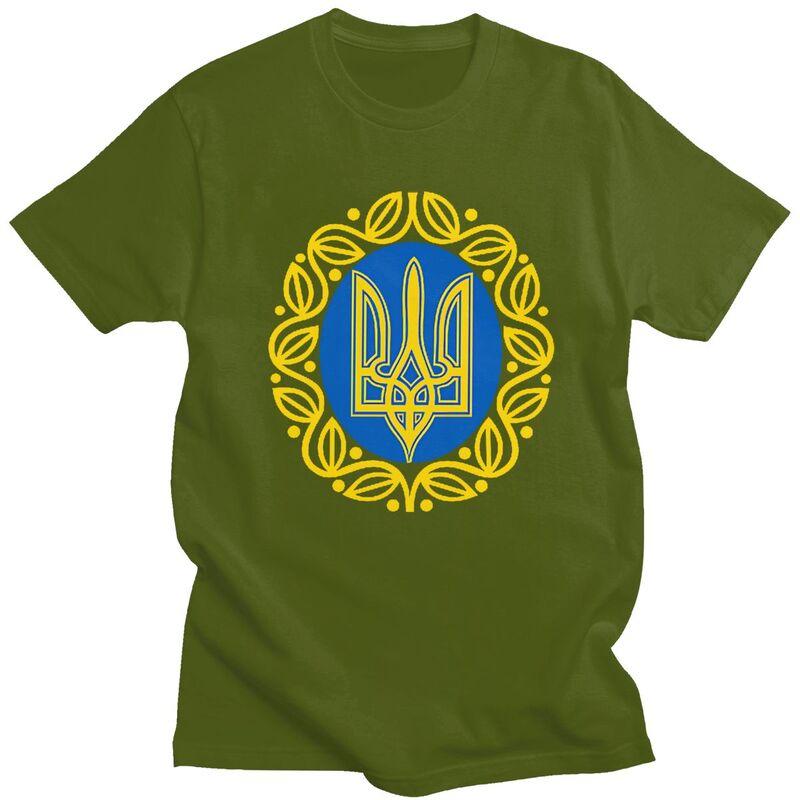 Мужская футболка с индивидуальным гербом и флагом Украины, короткий рукав, 100% хлопок, повседневная футболка, украинский трезубец, модная футболка