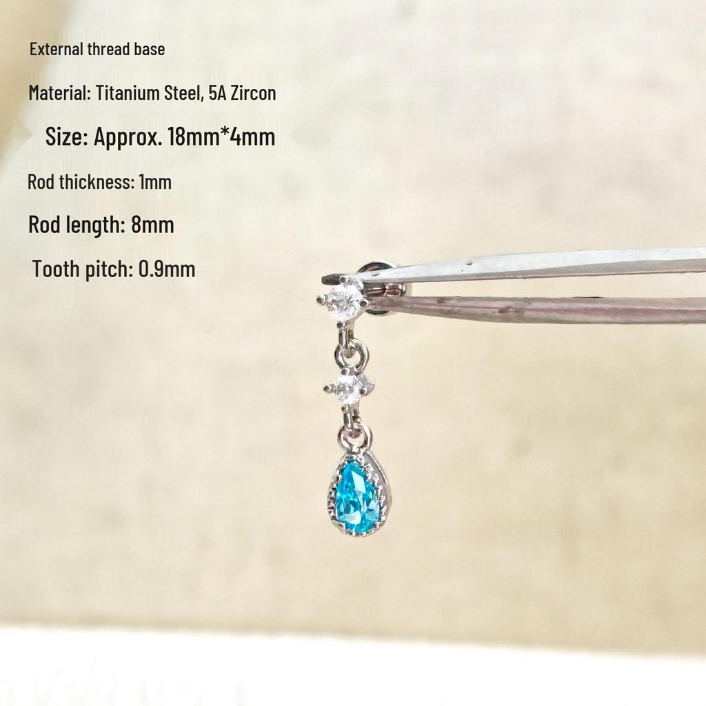 Серьга для хряща из титановой стали 316L с синим цирконом