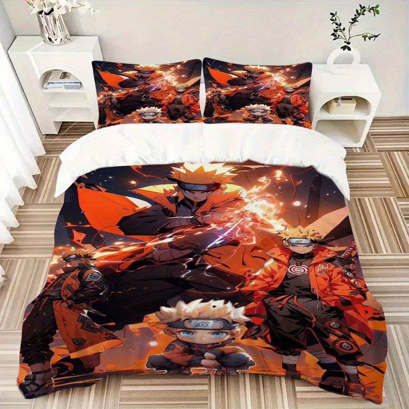 3pcs Naruto Bedding Set - Includes 1 Quilt Cover and 2 Pillowcases, Comfortable Bedding with Stylish Design for Bedroom F049