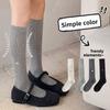 Female Autumn and Winter Love Embroidery Show Thin Legs Boneless High Tube Calf Socks