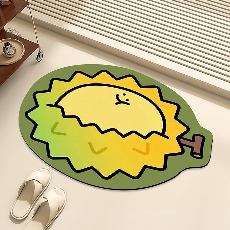 Милый мультяшный коврик из диатомовой грязи с фруктами и овощами, нескользящий, впитывающий коврик для ног для ванной, коврик для туалета