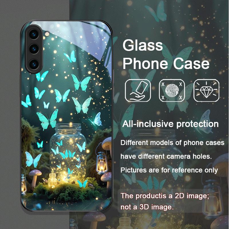 Красивая чехол-книга из закаленного стекла с принтом «Лесная бабочка» для Samsung Galaxy S25 Ultra S24 S23 Plus S22+ S21 S20FE