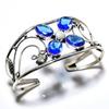 Swissblue Topaz Rainbow Moonstone Gemstone 925 Silver Plated Cuff Bangle