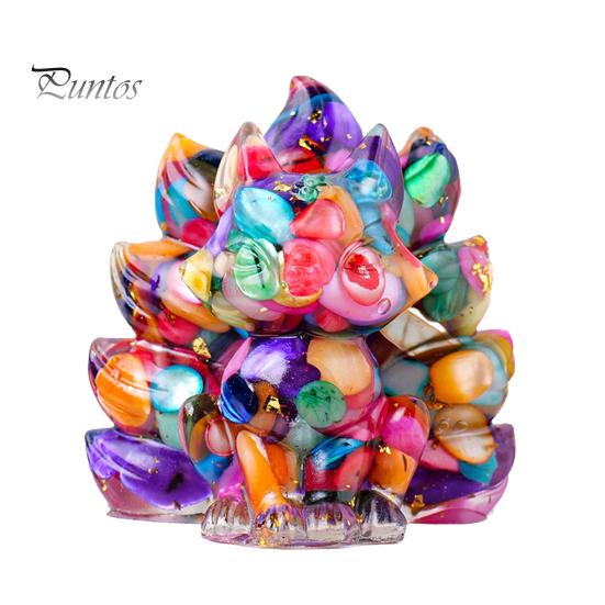 Статуэтка из натурального камня в виде девятихвостой лисы, позитивная целебная энергия, вырезанная вручную из цветного искусственного кристалла, сидящая статуя животного для домашнего офиса и рабочего стола