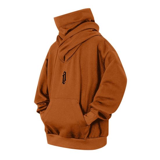Мужская зимняя толстовка с капюшоном и высоким воротником, защита шеи, пуловер с капюшоном, длинные рукава