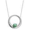 [Q3753] - Silver Necklace 'Cléopatra' Green Aventurine Rhodium-plated Silver - 28 Mm