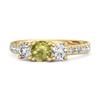 Peridot Triple Stone Pavé Band Ring - Sterling Silver Gold Vermeil