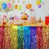 Table Skirt Wavy Metallic Tinsel Foil Fringe Reusable Waterproof Dense Beach Jungle Parties Ceremony Birthday Party Decoration Table Skirt for