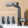 Waterfall Basin Faucet with Temperature Digital Display Pull Out Faucet Stream Sprayer Hot Cold Water Tap Mixer Bathroom Faucets