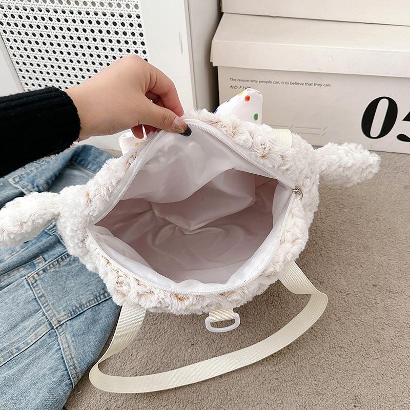 Bow Little Lamb Cartoon House Cute Girl One Shoulder Big Bag Cute Schoolgirl Large Capacity Storage Backpack