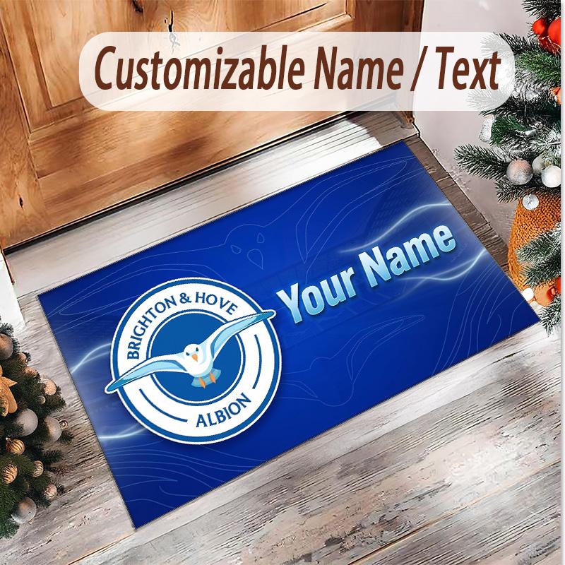 Personalized Crystal Velvet Carpet Brighton & Hove Albion Football Pattern Non Slip Floor Rug