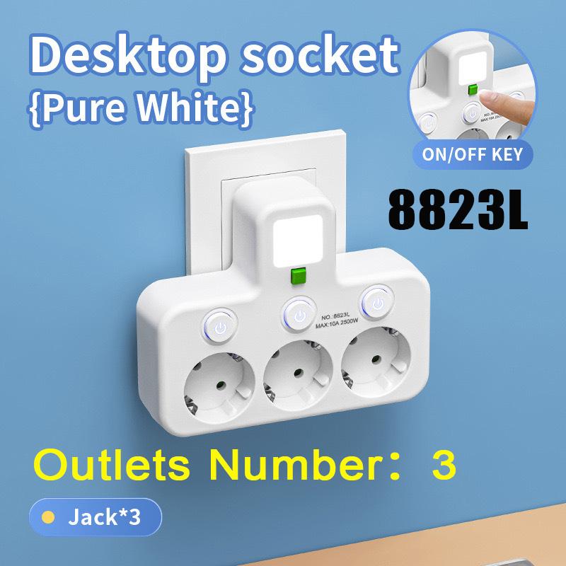 Multi-functional Socket with Smart Night Light USB Fast Charging Independent Control Multi-port Power Strip Overload Protection