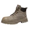 Men's Outdoor Leisure Work Boots - Retro Style First Layer Pig Skin Non Slip Rubber Sole