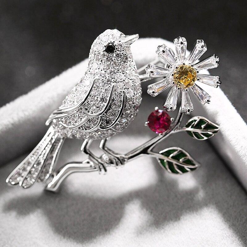 Blucome Quality Cute Animal Bird Pins Women's Brooch for Coat Suit Hijab New Year Gifts