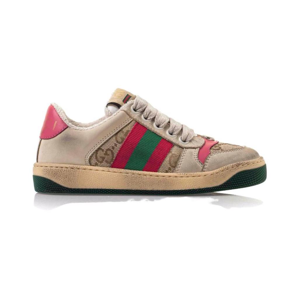 GUCCI Screener Distressed Shoes Low top Kids' Skateboarding Shoes Butter Red Children Aged 3 7 Years Old (Unisex) Kids' Skateboarding Shoes