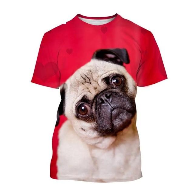 Cute Animal Pet Dog Tshirt For Men 3D Printed Funny Pug Graphic Tees Top Plus Size Short Sleeve T-shirt Homme Streetwear