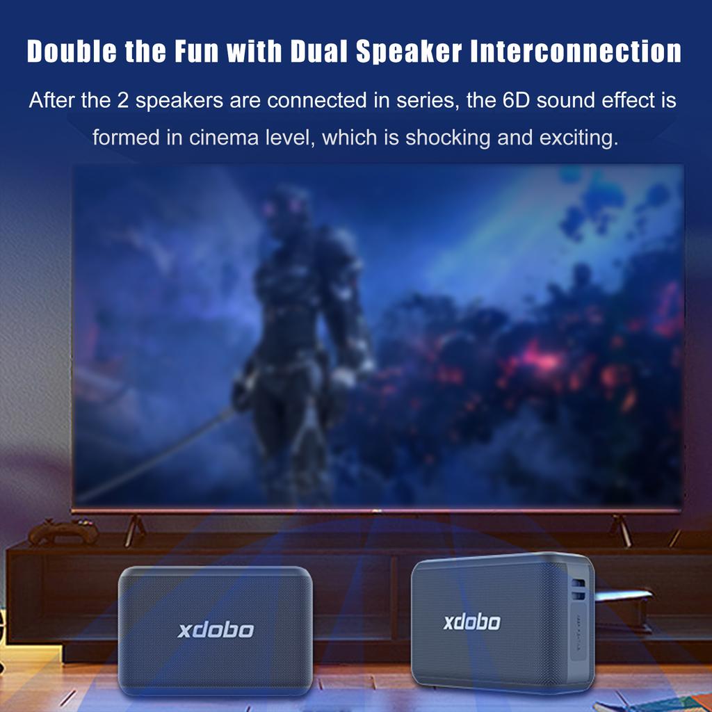 Портативная беспроводная колонка XDOBO X8 Pro с двумя микрофонами, технология BT5.2, водонепроницаемость IPX5