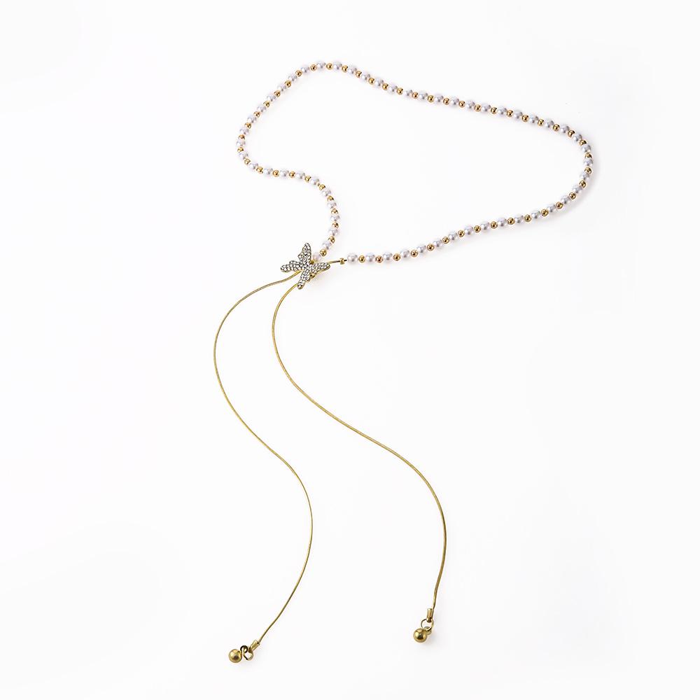 Модное ожерелье с жемчужной бабочкой: Легкий роскошный минималистский кулон