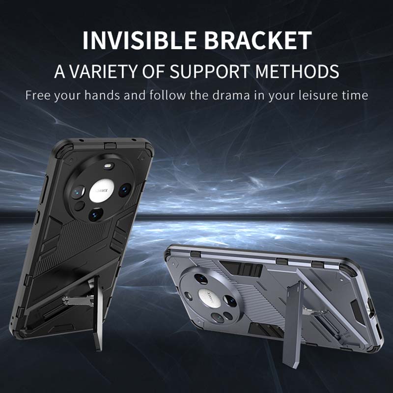 For Huawei Mate 60 50 50E 40 40E Pro Plus Punk Armor Shockproof Bumper Rugged Rubberized PC Fitted Kickstand Case Stand Holder Cover Shell