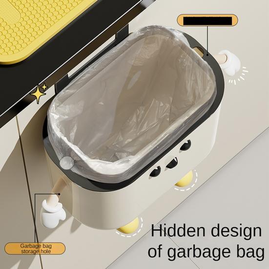 Wall-mounted Kitchen Trash Can with Lid Large Capacity Strong Load-bearing Kitchen Hanging