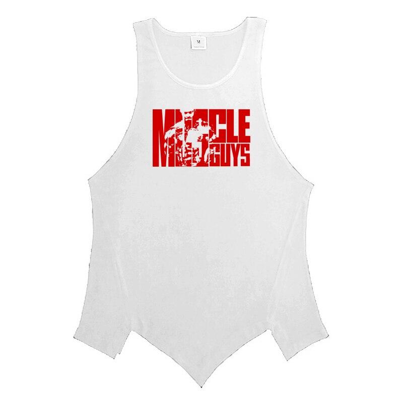 Men’s Gym Clothes Irregular Hem Tank Tops Summer Fashion Trend Street Wear Printed Sleeveless T-shirts Bodybuilding