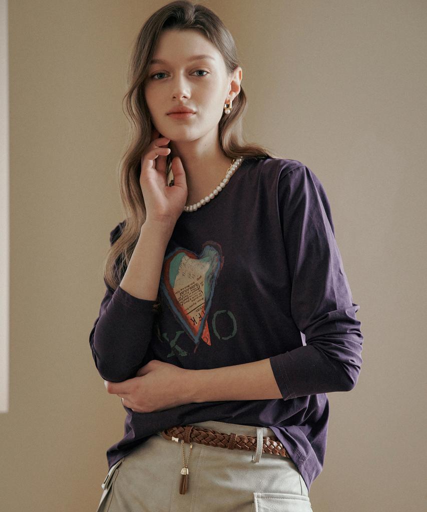 MAXZA Vintage Heart Print Crop Short Sleeve T-Shirt