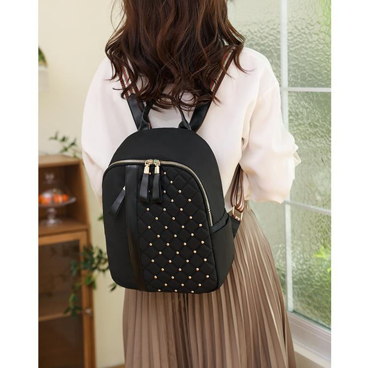 Womens Schoolbag New Casual Womens Oxford Cloth Backpack Simple Trend Light Riveted Thread Backpack